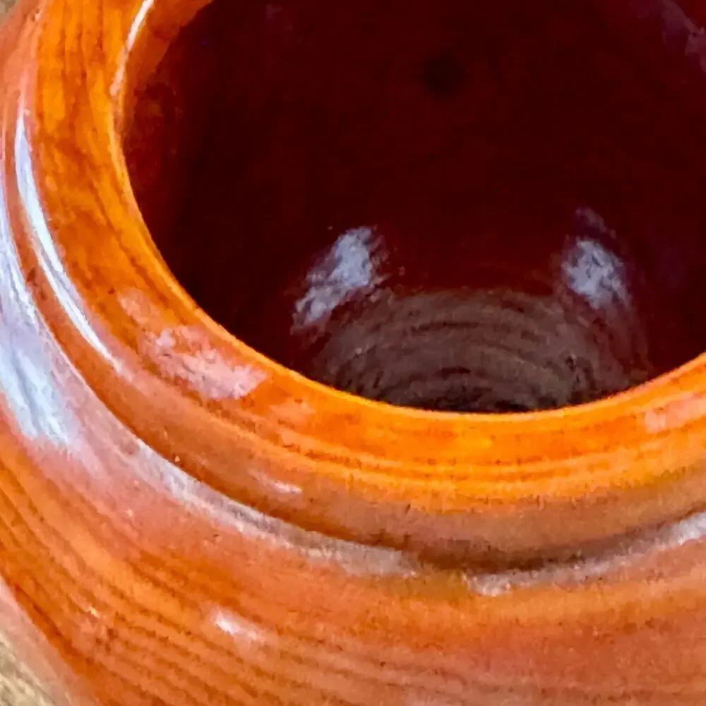 Vintage Hand Turned Wood Vase Lacquered Handmade Rustic Planter Glossy 5” - Picture 5 of 9